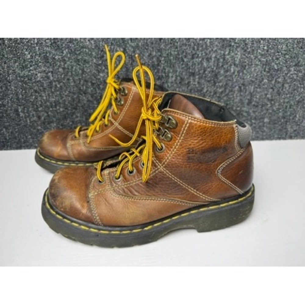 Vtg Y2K Doc Martens Authentic 8A07 Unisex Brown Leather Ankle Boots M 9 / W 10